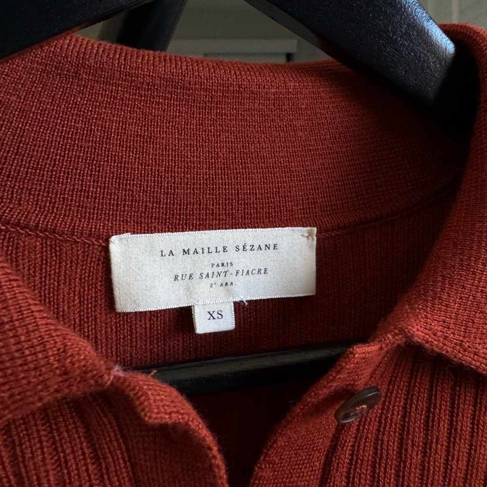 Sezane Brick Red Ribbed Cardigan - Picture 2 of 4